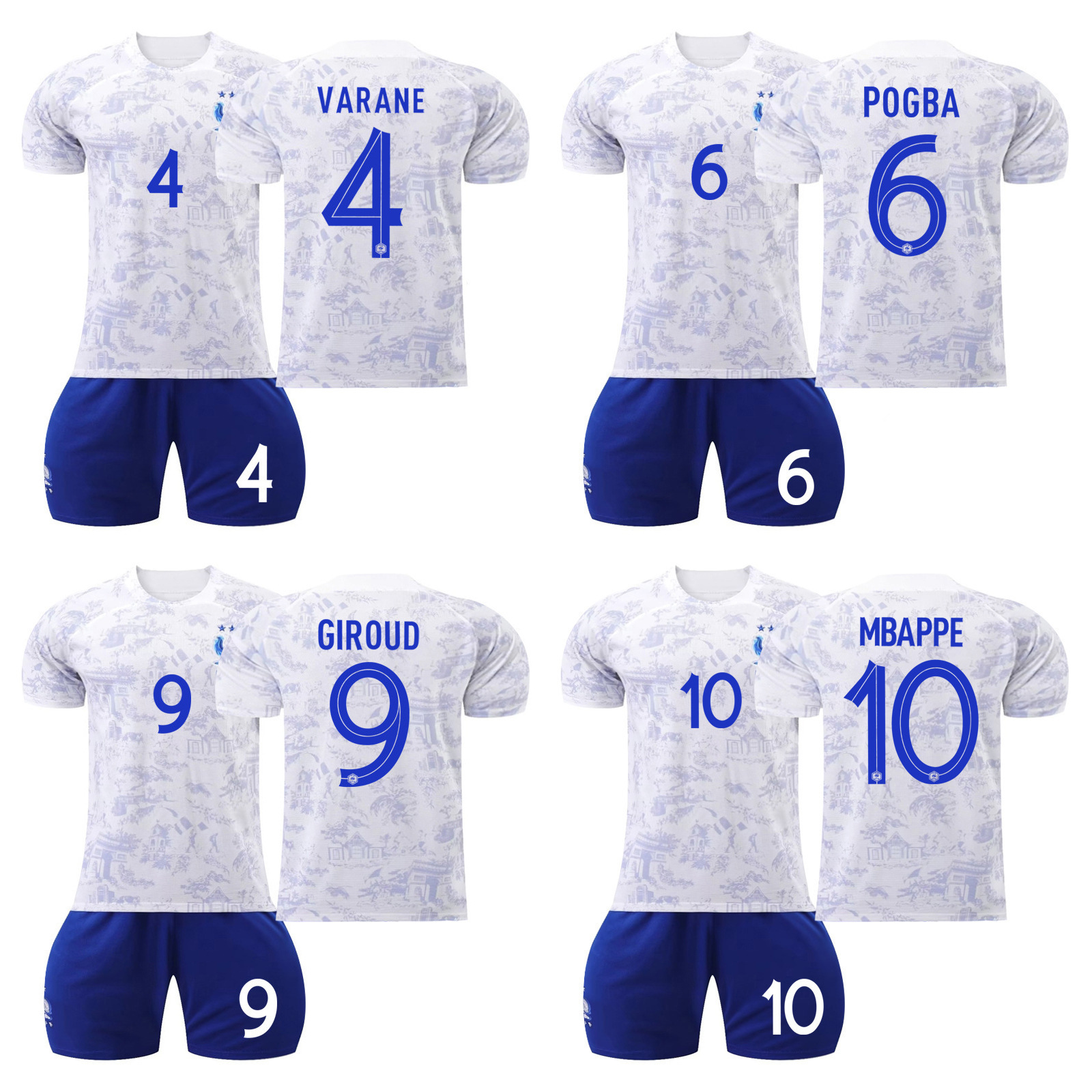 2323法国客场姆巴佩10号球衣本泽马19球服比赛训练套装批发足球服