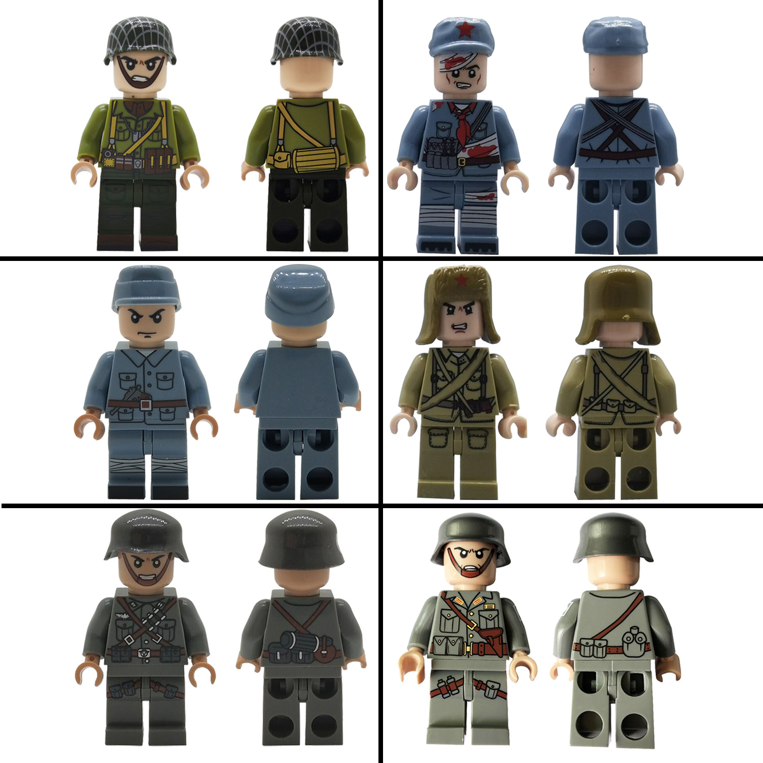 第三方外贸军事积木志愿军美军人仔单款单包小颗粒男孩子拼装玩具