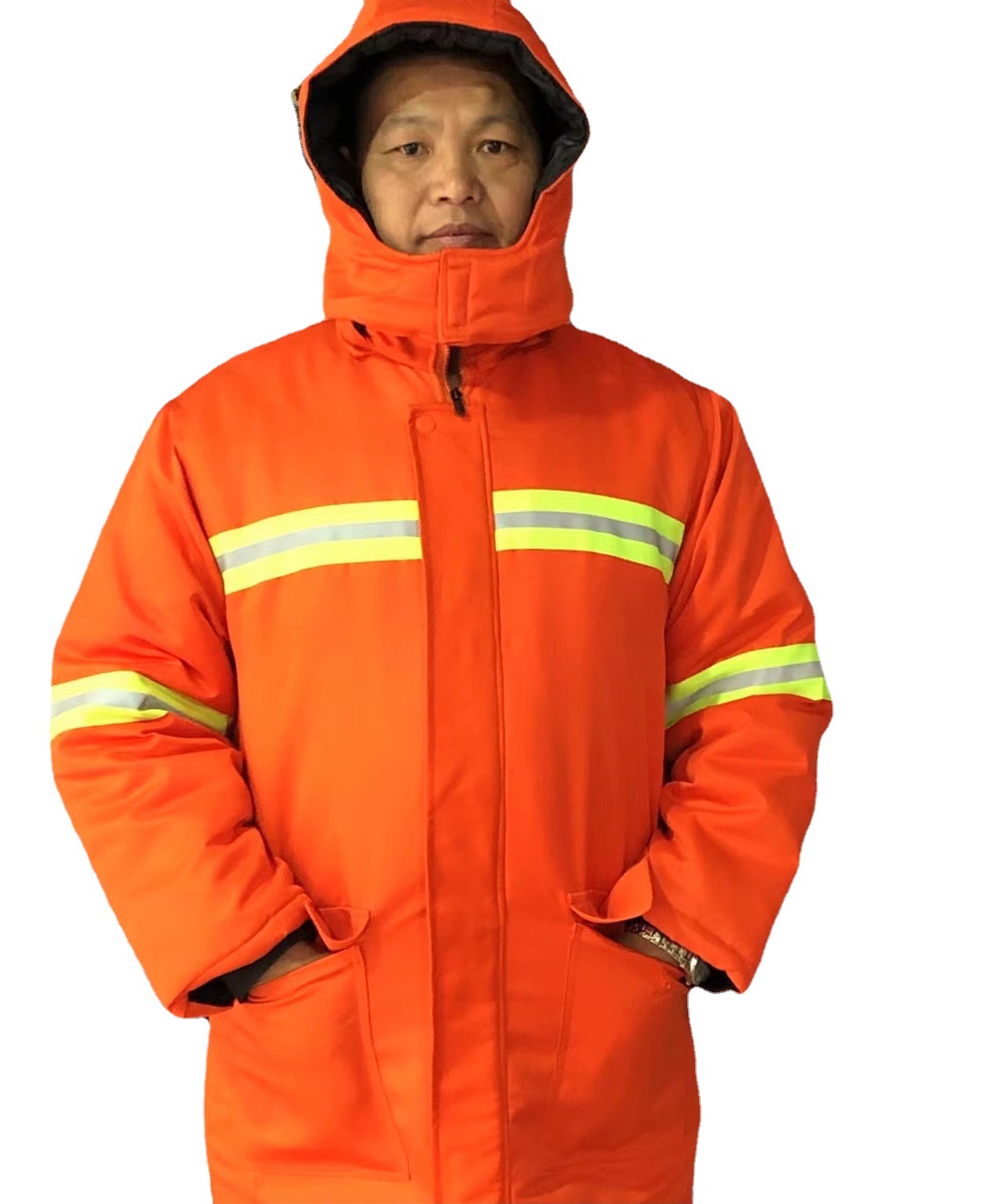 厂家直销冬季橘黄色长袖环卫服棉袄反光工作服工程服环卫工人服装