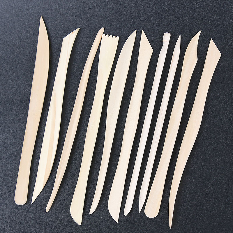 软陶泥粘土陶泥工具10件套细致雕刻工具木质刀10支细肢泥塑刀