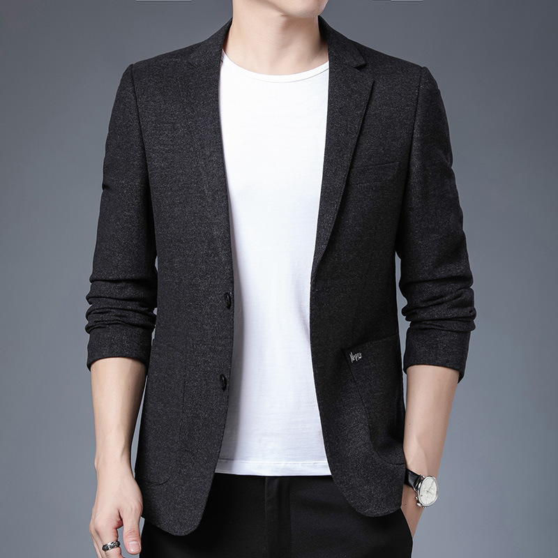 春秋青年男士商务休闲西装外套韩版修身小西服成熟稳重上衣单件薄