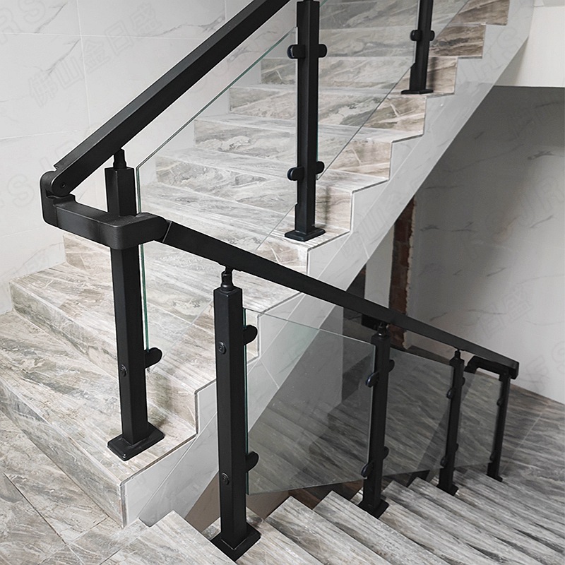 供不锈钢楼梯扶手黑色不锈钢楼梯立柱玻璃免打孔安装简易量大从优