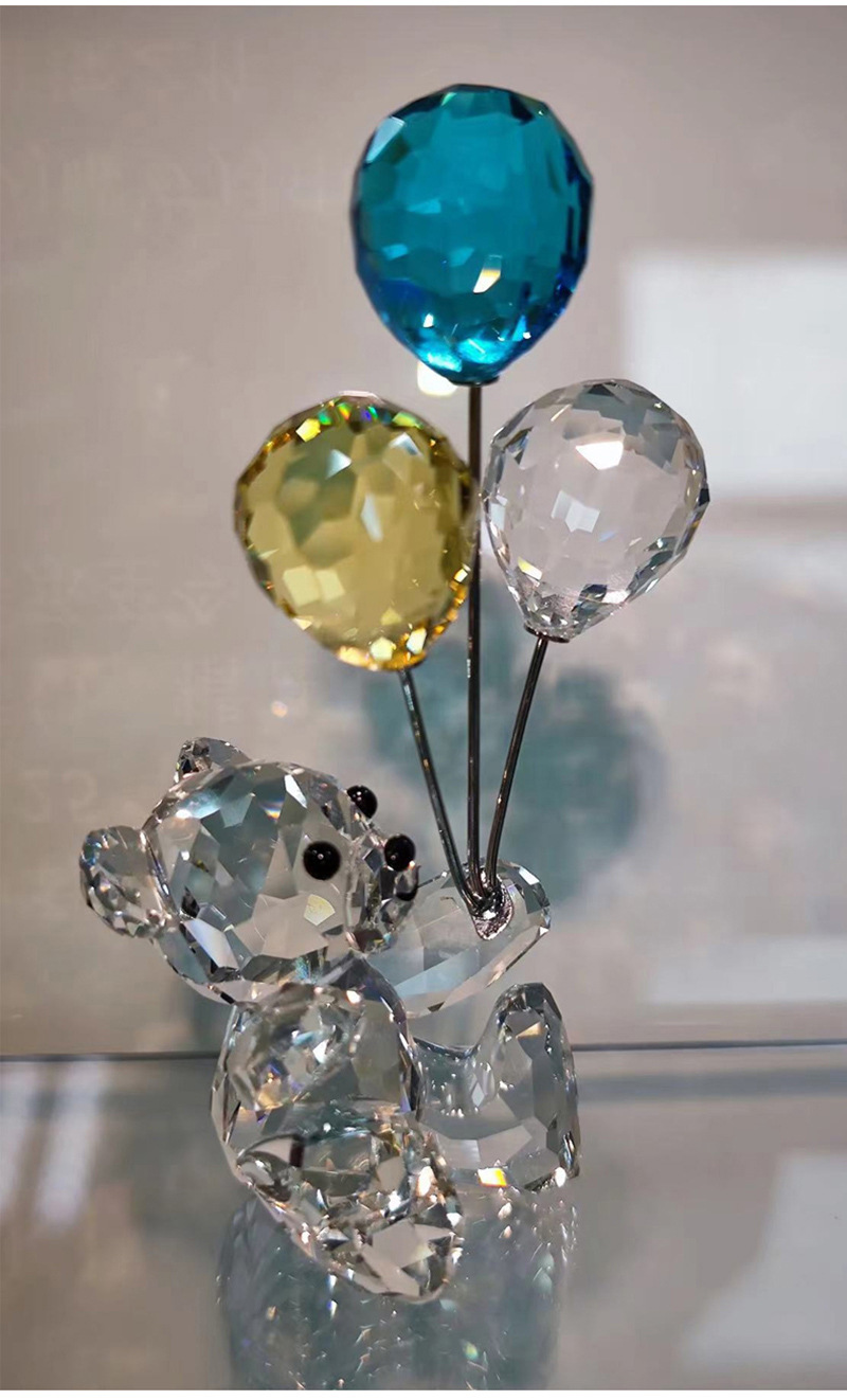 汽车水晶摆件装饰品车内轻奢女士可爱高档小熊气球挂件创意熊挂饰