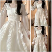 春装女2024年新款法式小香风高级感小个子修身白色连衣裙子公主裙