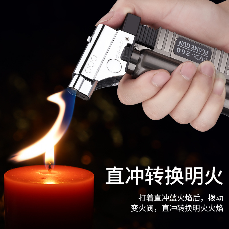 New Large Fire Flame Gun Lighter Metal Welding Gun High Temperature Ignition Double Fire Switching Outdoor Torch Lighter