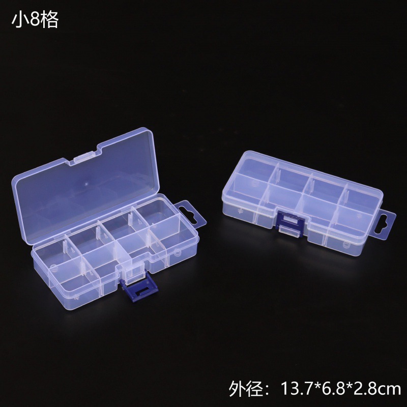 Rhinestone Storage Box Transparent Compartment Jewelry Box Hardware Jewelry Box Box with Lid Multi-Grid Fishing Gear Screw Box Pill Box