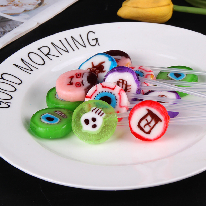 10克长棒万圣节切片棒棒糖万圣节糖果恐怖整蛊道具派对零食品批发