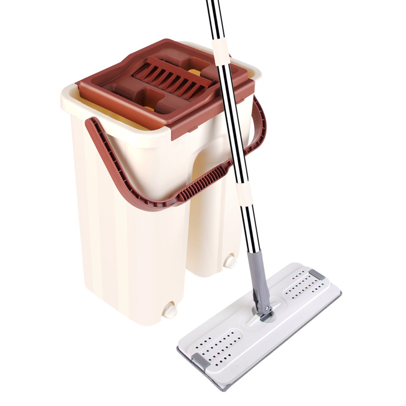 Hand Wash-Free Household Flat Mop Lazy with Barrel Wholesale Wet and Dry Dual-Use Mop Bucket Stainless Steel Mopping Gadget