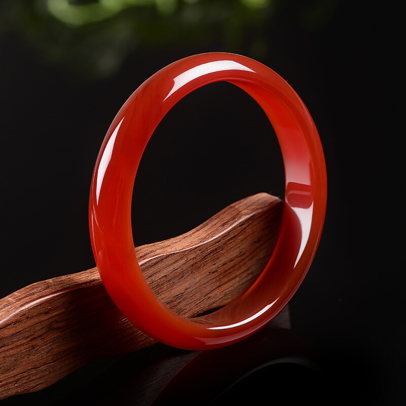 天然红玛瑙手镯加宽女正品玉巴西子玉镯款少女版红色旺夫送真加厚