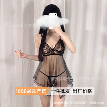 吸管少女情趣内衣蕾丝网纱裙诱惑套装美人蕾丝吊带性感睡衣1038