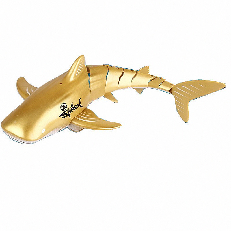 亚马逊跨境2.4g遥控金色鲨鱼夏天户外仿真电动游泳可充电玩具儿童