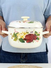 搪瓷盆猪油罐双耳汤碗带盖油盆家用食品老式瓷盆子泡面碗汤盆