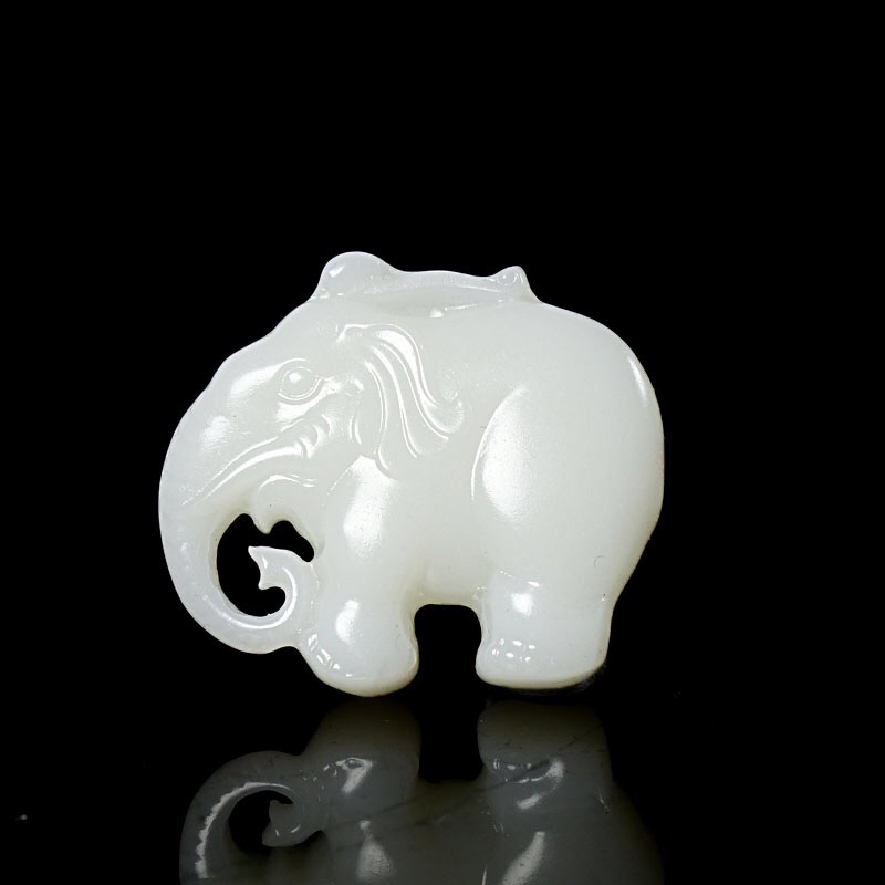 和田玉招财小象挂坠天然白玉太平有象玉石挂件男女款吊坠项链玉牌