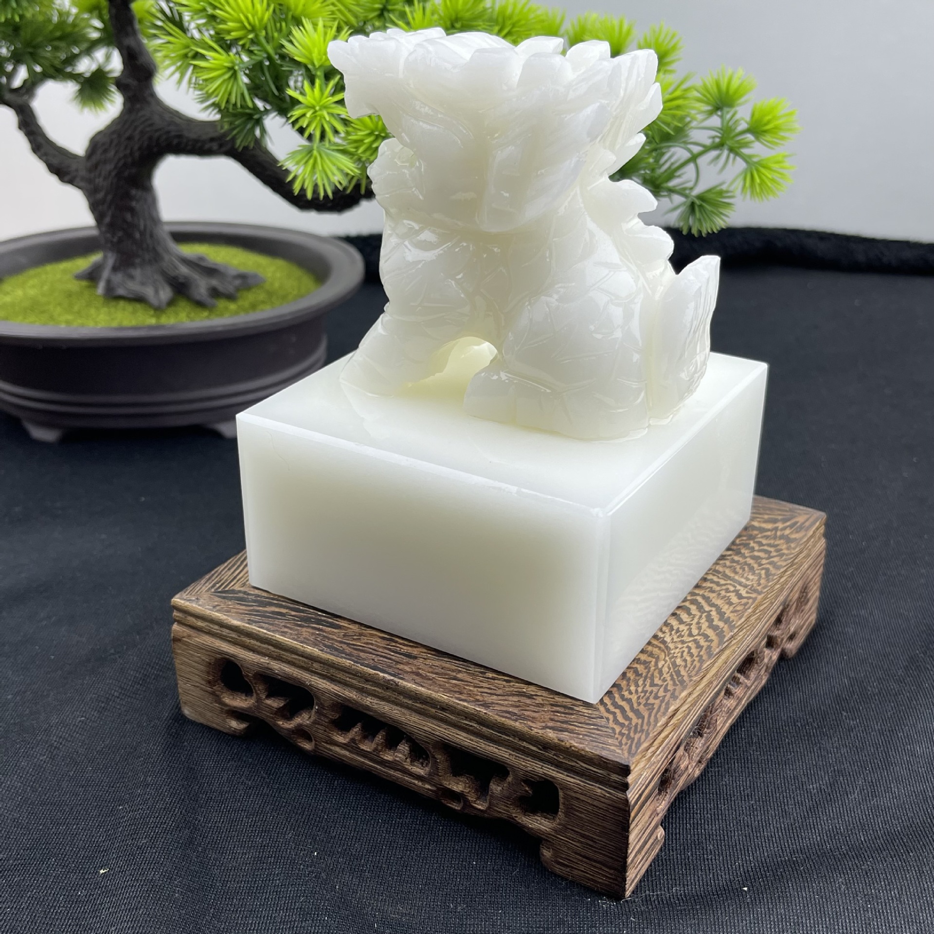 阿富汗白玉麒麟印章玉玺自用办公摆件商务礼品公司先生款刻字免费