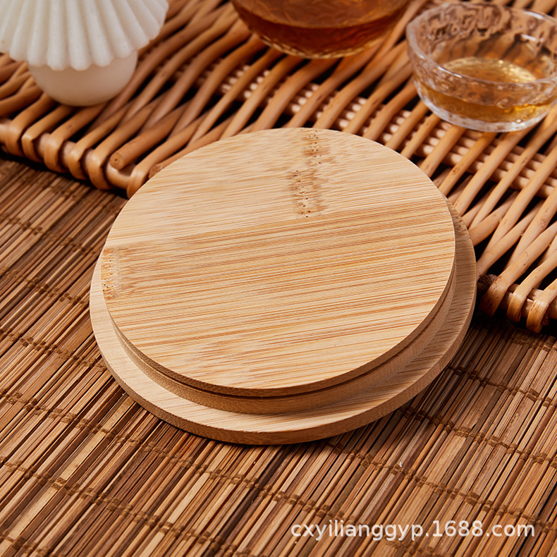 Bamboo Wooden Cup Lid Wooden Sealed Storage Tank Glass Bottle Lid Water Cup Perfume Wooden Lid Aromatherapy Bottles Lovesick Wooden Lid