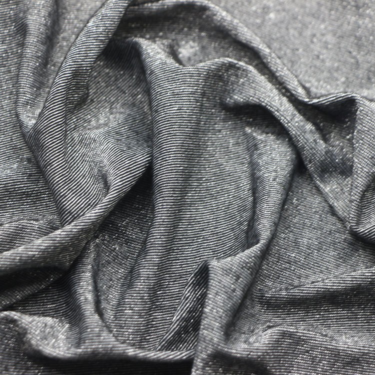 银丝汗布t恤服装面料人棉粘胶弹力拉架氨纶银丝银葱单面布汗布料