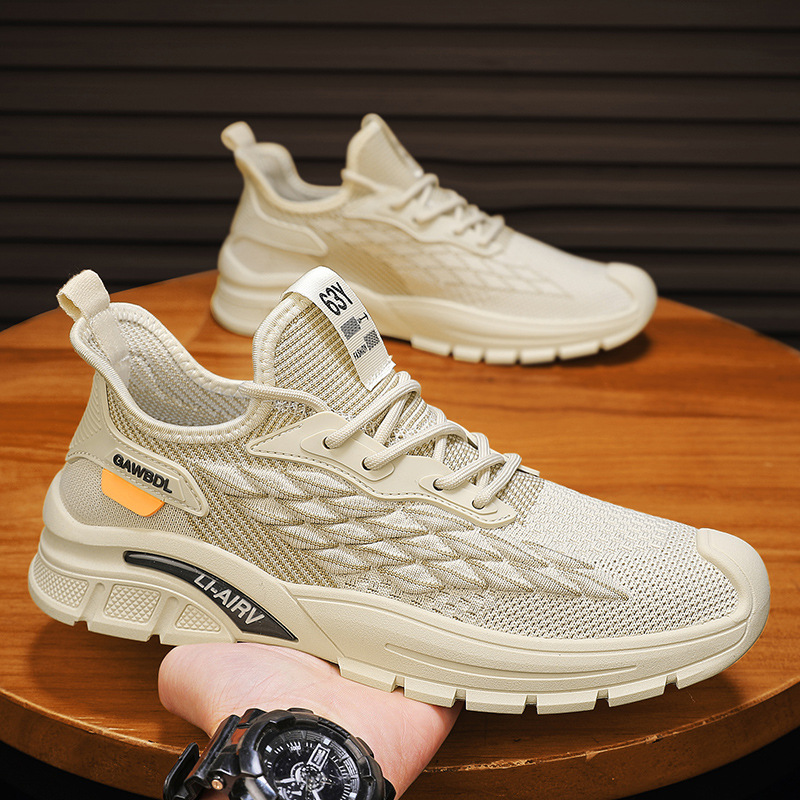 2024 summer new flying woven low-top sports casual shoes trendy korean fashion running shoes coconut men‘s shoes for delivery