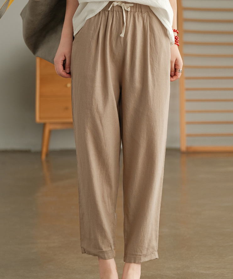 夏季新款 显瘦显腿直宽松棉麻 哈伦裤女士休闲裤5522