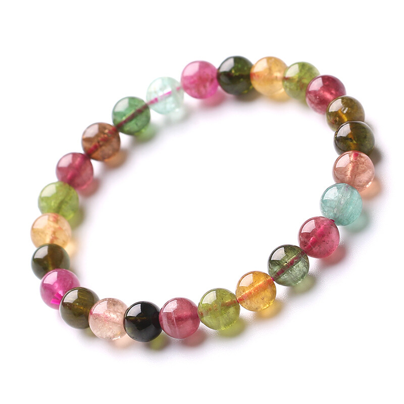 厂家直销天然彩色碧玺手链 彩色宝石女款手链 送爱人送女友礼物