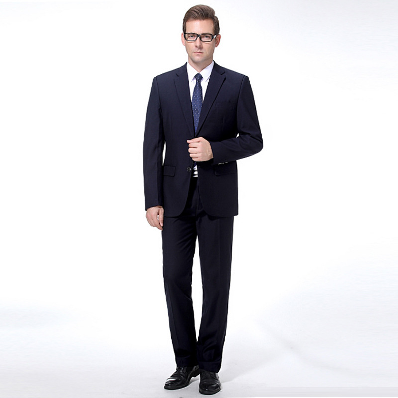 2021秋冬款高档两件套西服男士结婚韩版修身职业套装男士休闲西服