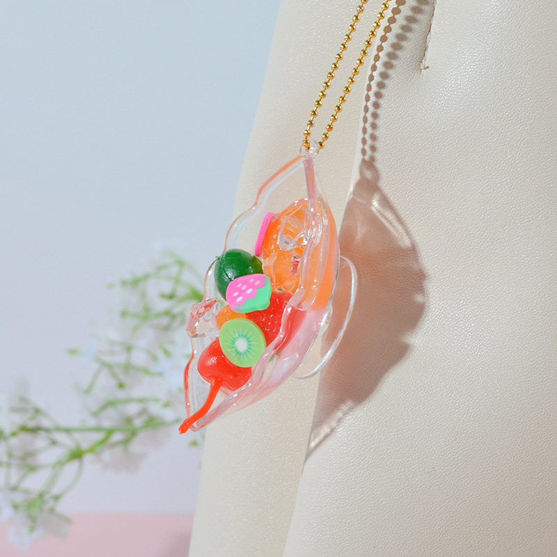 New Simulation Fruit Fishing Dessert Pendant Sweet Wind Simulation Iced Cherry Strawberry Candy Toy Fruit Tea Ornaments