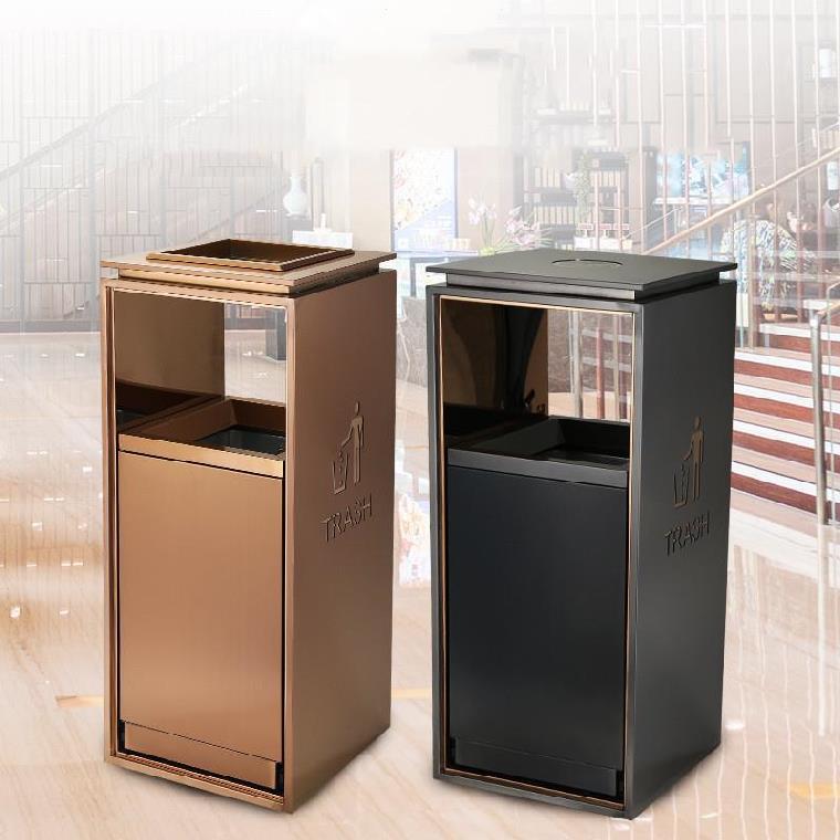 方灭烟筒款售楼处用大号不锈钢垃圾分类垃圾桶带盖楼道双层烟灰桶