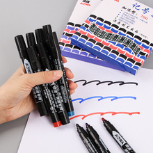油性记号笔黑色防水不可擦大头笔物流快递用粗笔加浓墨水记号笔