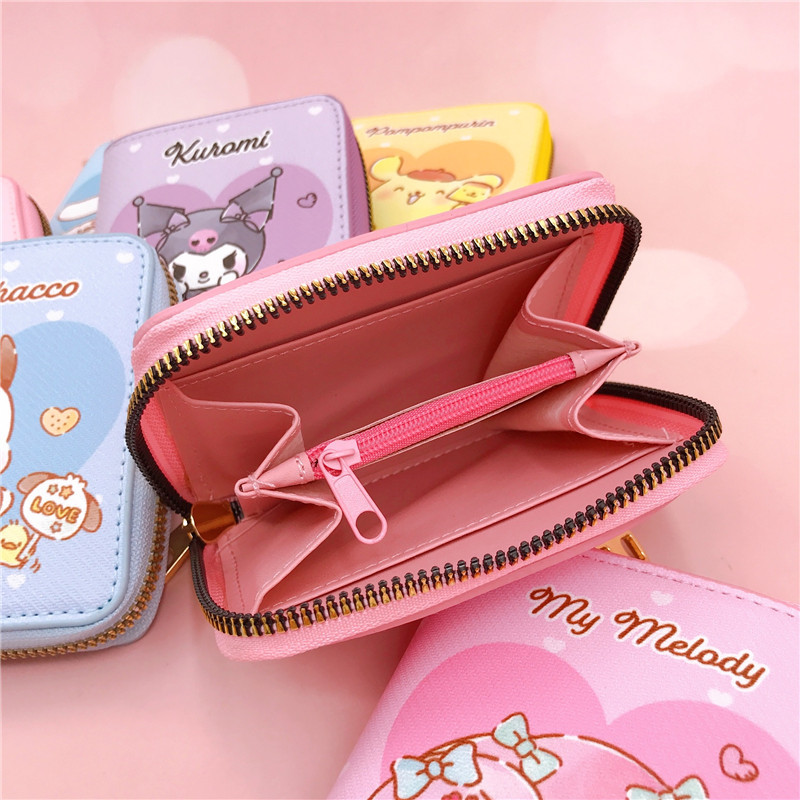 Customized Pu Casual Short Zipper Wallet Love Heart Pc Dog Kuru Beige Khaki Bag Key Case Coin Purse Coin Bag