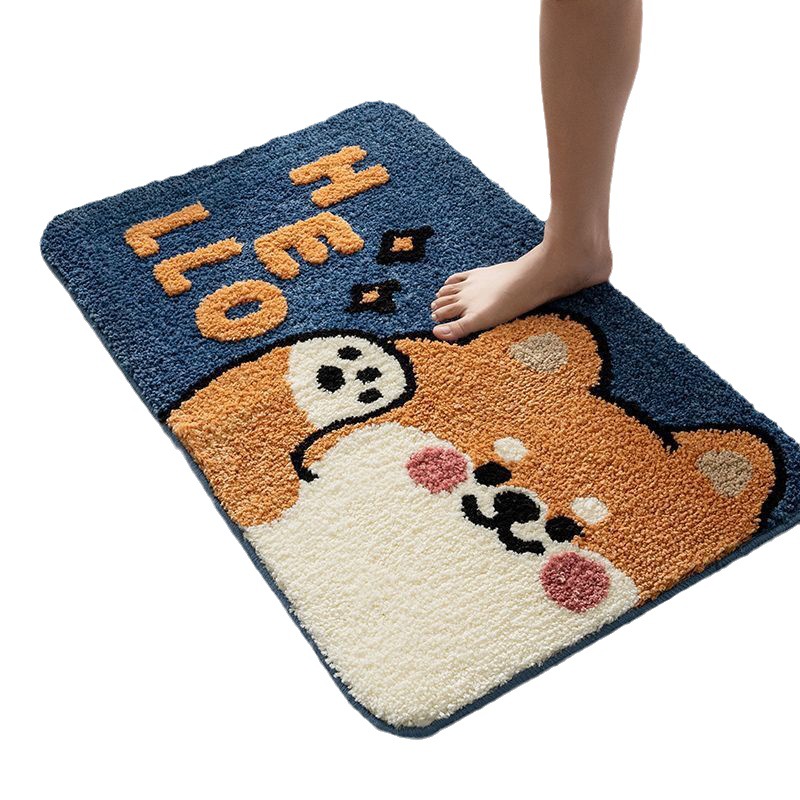 Cute Animal Plush Bathroom Absorbent Floor Mat Thickened Cashmere Non-Slip Quick-Drying Toilet Door Mat