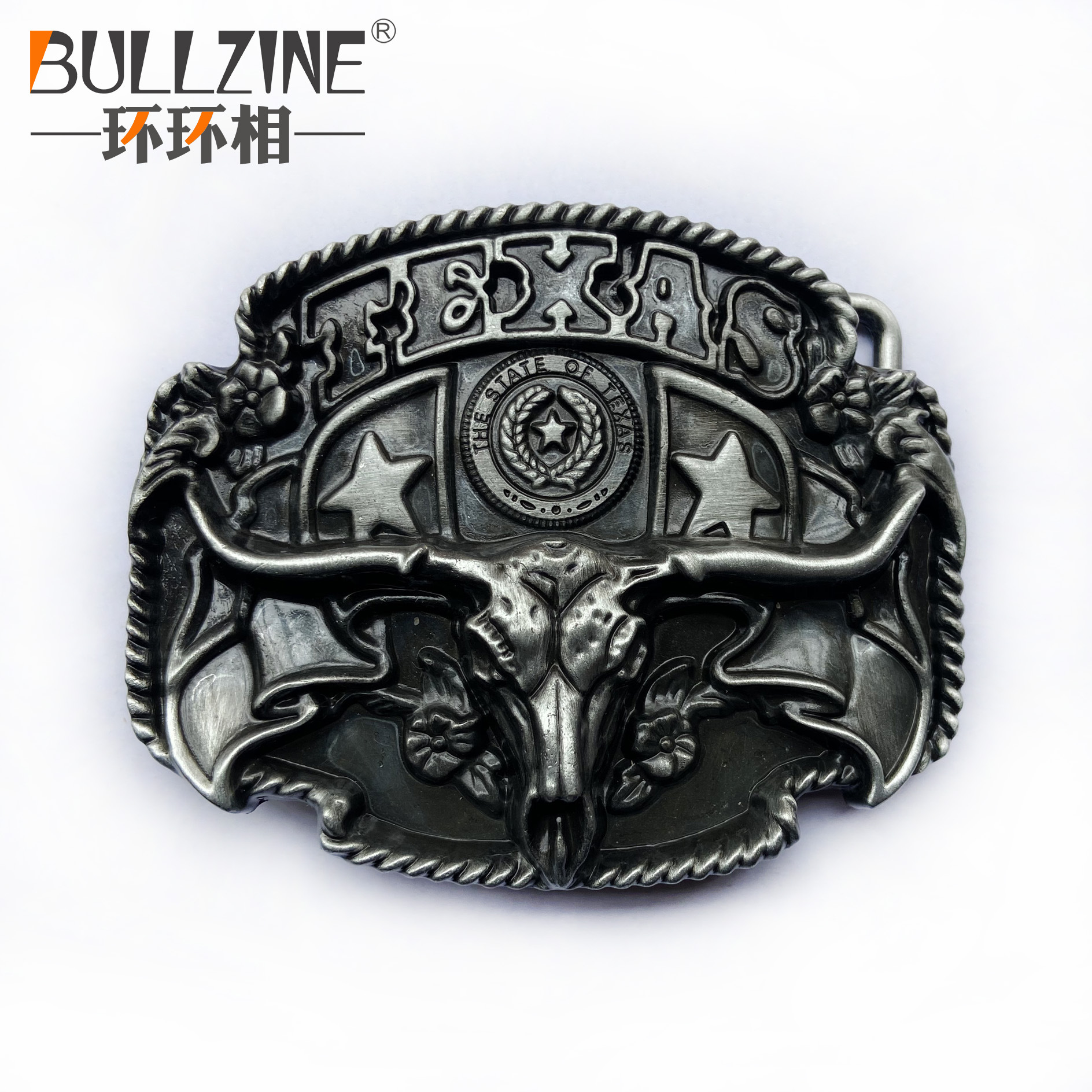 bullzine 锌合金德克萨斯texas牛头皮带扣02602