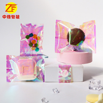 可变色炫彩镭射包装袋彩虹机封袋糖果饼干零食小型可爱透明袋子跨