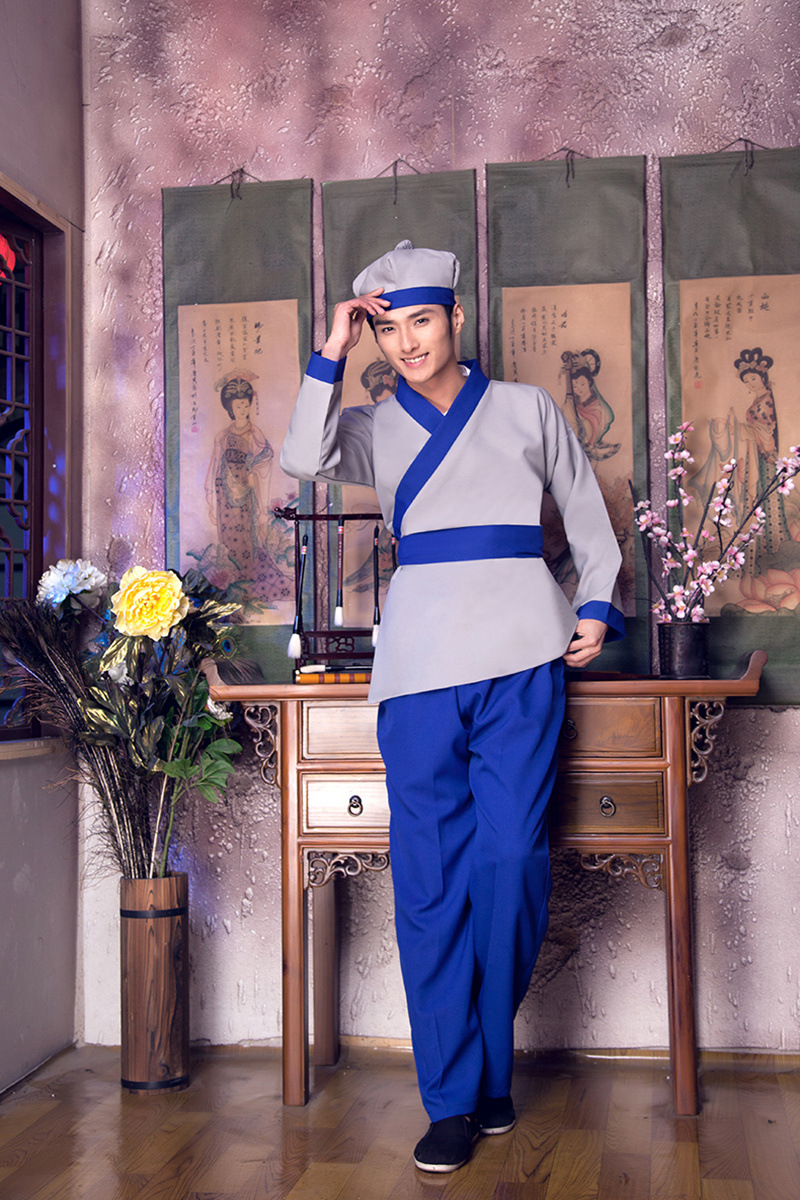 古装汉服古代家丁小二仆人书生演出茶馆酒店保洁工作服装男女表演