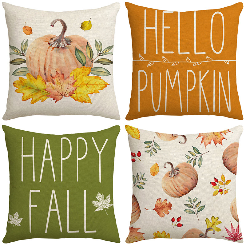 2024 New Thanksgiving Harvest Pillow Autumn Pumpkin Orange Printing Farm Decoration Sofa Pillow Cases Wholesale