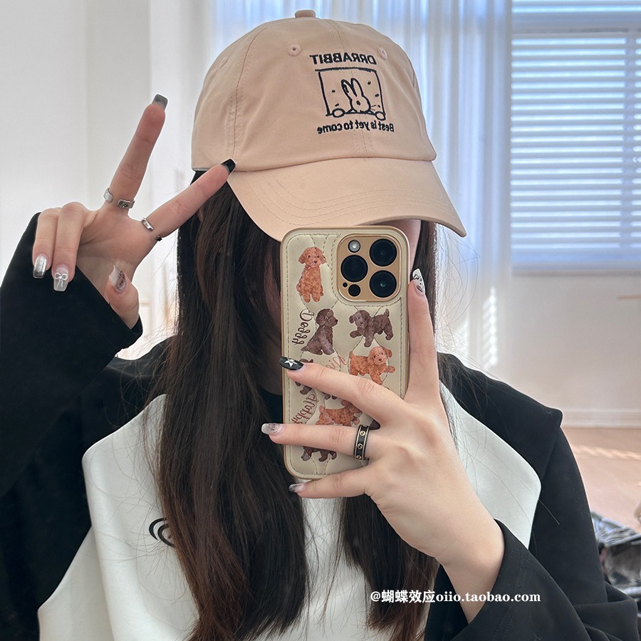 春夏款可爱兔子韩版字母刺绣鸭舌帽软顶帽子女显脸小甜美棒球帽潮