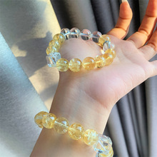 天然黄水晶手串DIY小众设计黄水晶手链高级感方糖白水晶手链批发