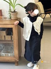 韩国童装女童23春秋季新款洋气休闲纯色儿童单排扣马甲工装半身裙