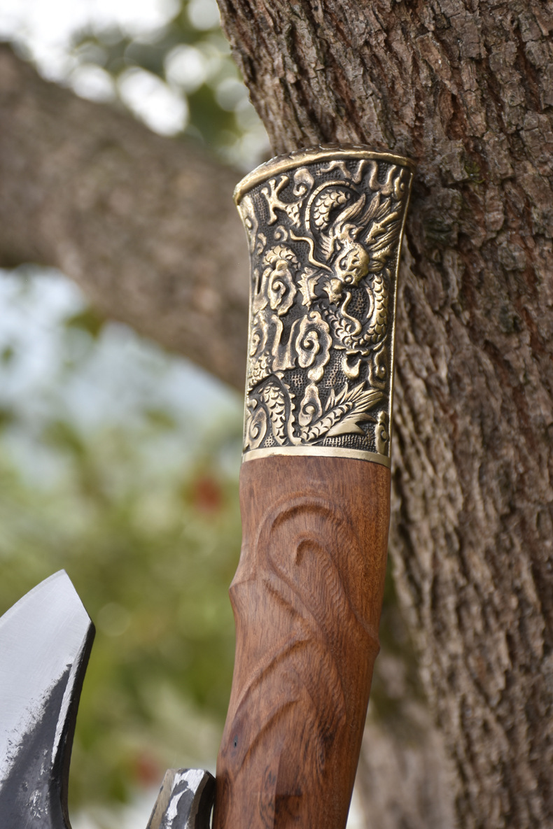 03165手工锻打斧头龙泉市家用户外劈柴砍柴砍骨刀开山斧商用刀具