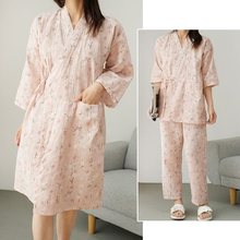 日系清新 女士纱布和服家居套装 浴袍睡衣睡裤晨袍起居服夏款