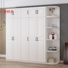 CL衣柜家用卧室立柜家用家庭装欧式实木简易四门衣柜开门式加高安
