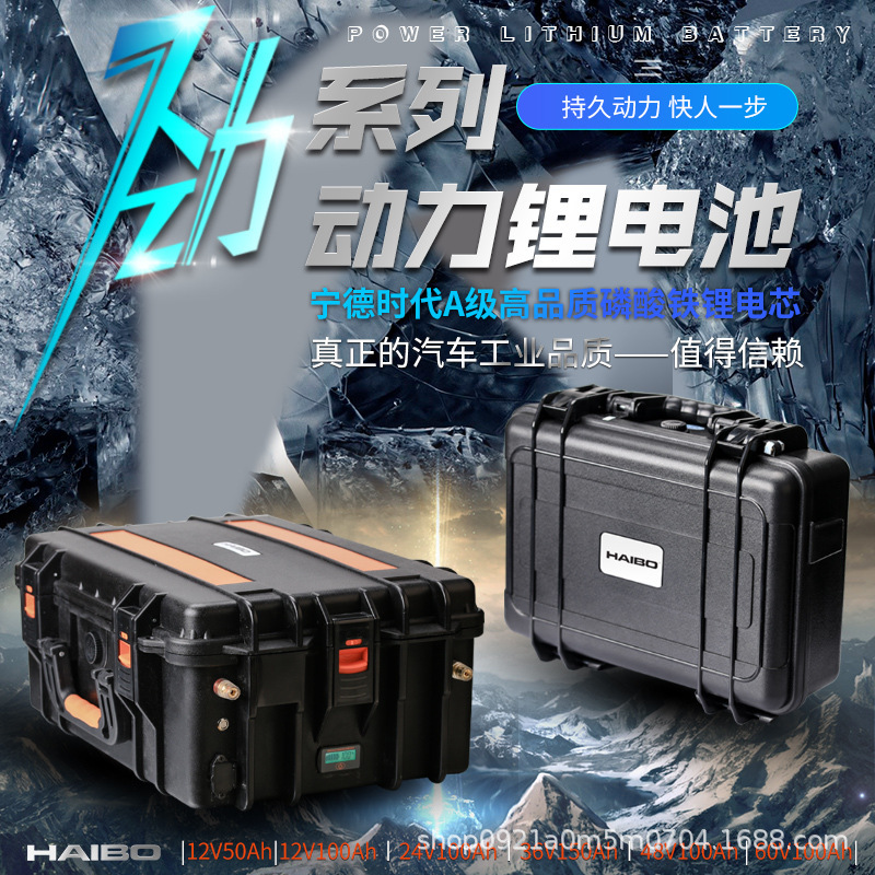 12v100ah大容量大功率外贸电动船用推进器磷酸铁锂电池专用足安