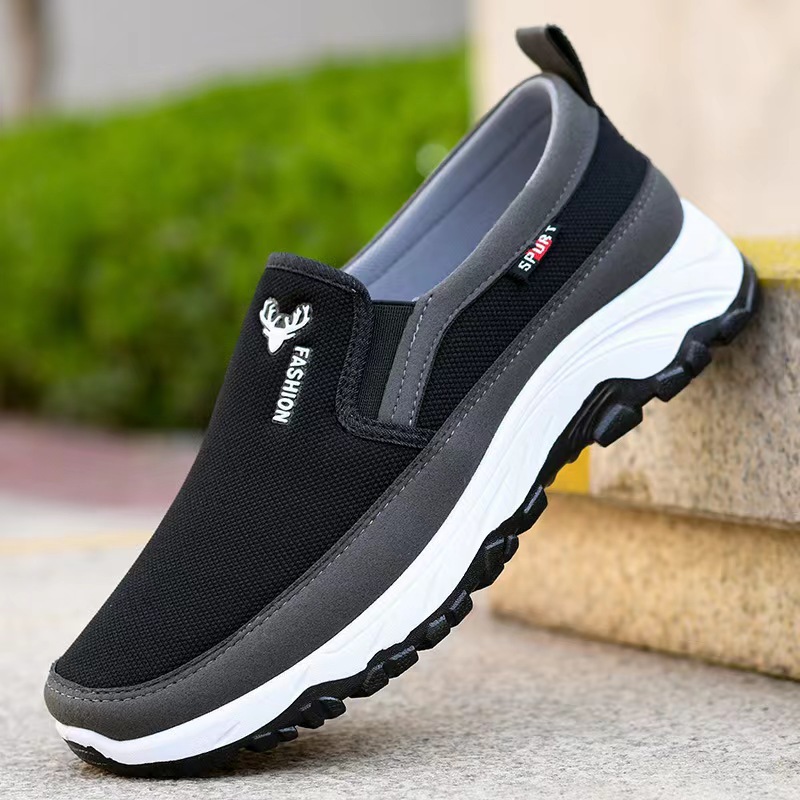 2023 Autumn and Winter Old Beijing Middle-Aged and Elderly Men Walking Shoes Comfortable Breathable Soft Bottom Elderly Non-Slip Shoes Casual Shoes Cloth