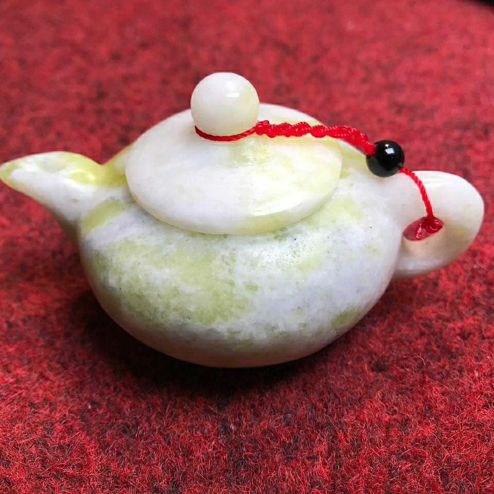 蓝田玉手工小茶壶玉石小把把壶手把件男士女士随身把玩玉壶