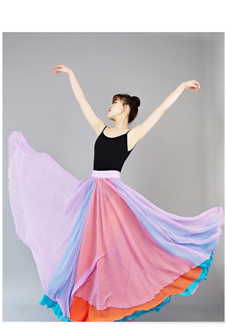 720度大摆舞蹈裙女古典舞纱裙飘逸轻薄中国民族风半身裙大摆长裙
