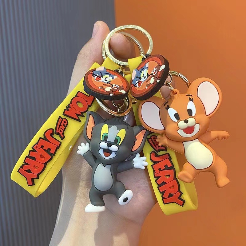 Cartoon Tom Cat Keychain Simple Car Key Chain Creative Couple Schoolbag Ornaments Cat and Mouse Key Ring