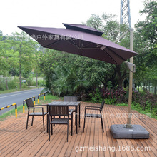 五星级酒店 网红咖啡厅休闲餐厅户外桌椅 塑木材质一桌四椅太阳伞