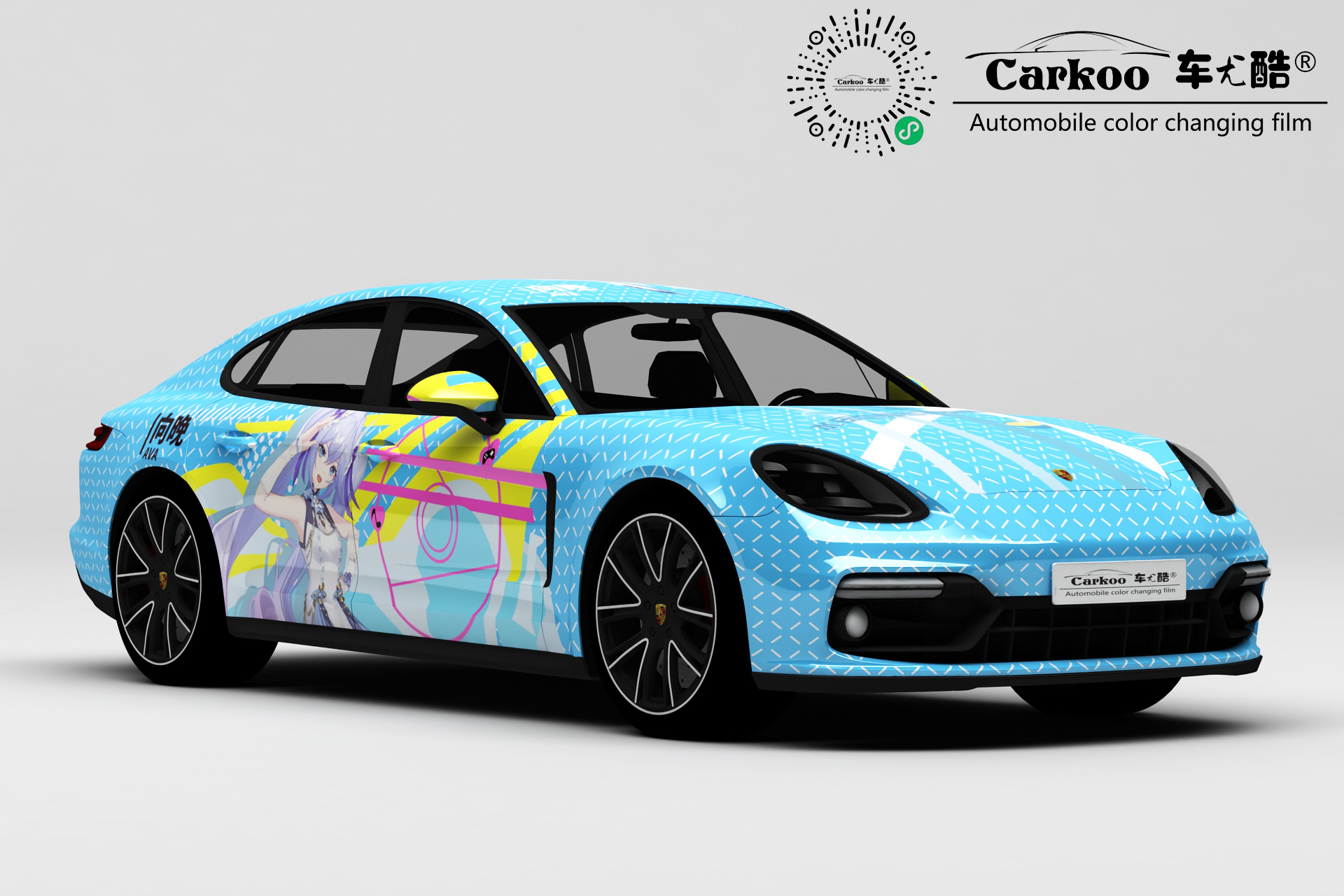 彩绘膜汽车改色膜 汽车涂鸦膜个性改装车渐变彩绘汽车卡通贴纸