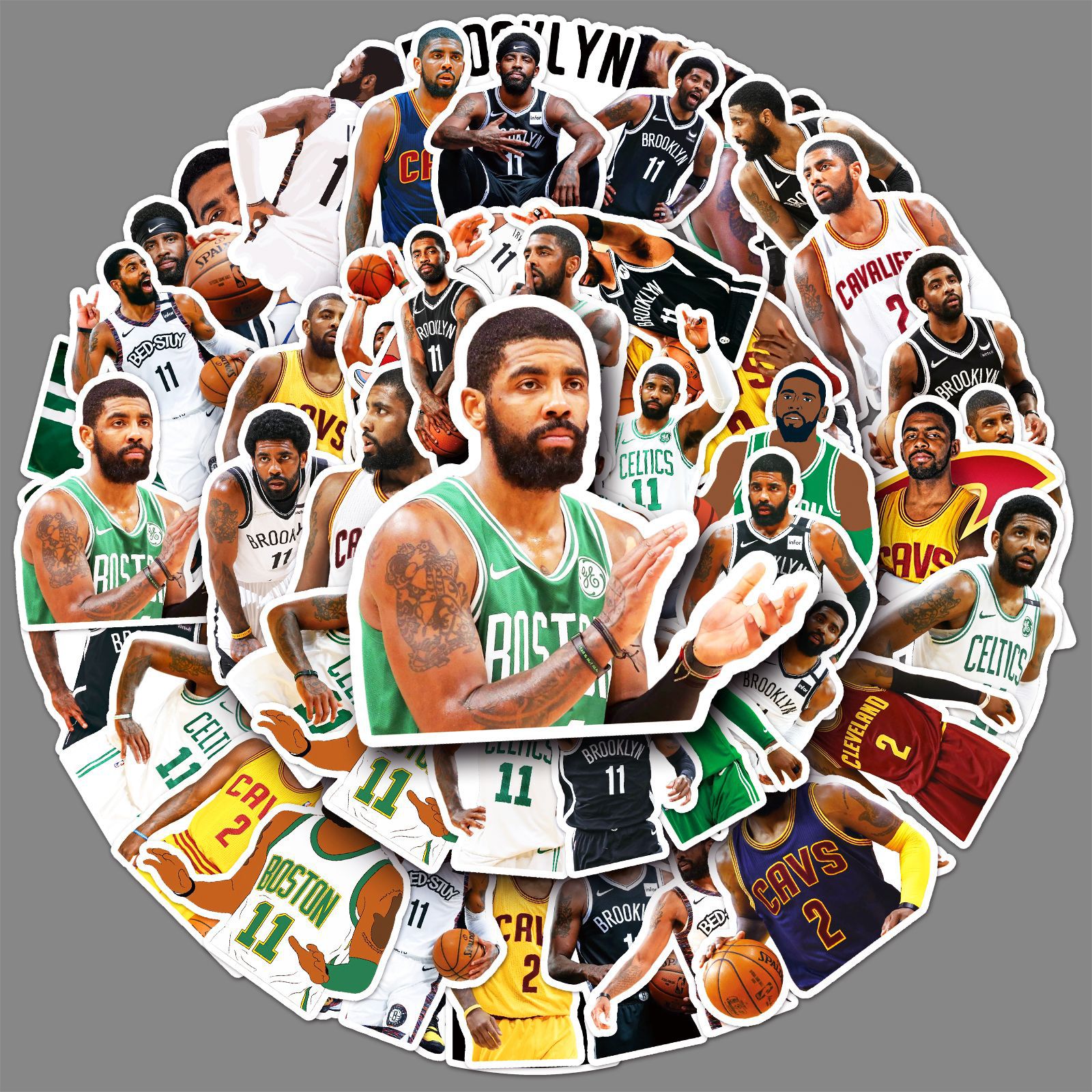 50张欧文涂鸦贴纸个性nba篮球球星贴纸diy手机壳行李箱贴纸防水