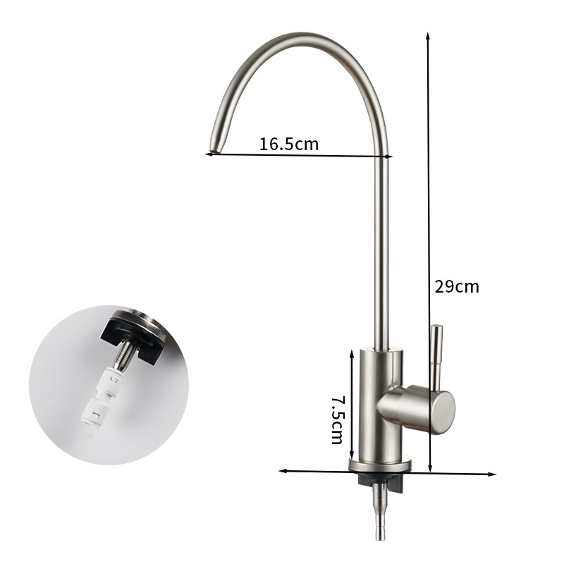 304 Stainless Steel Fresh Water Tap Drinking Water Pure Water Purifier Rotatable Sitting 4 Points Single Cold Kitchen Faucet