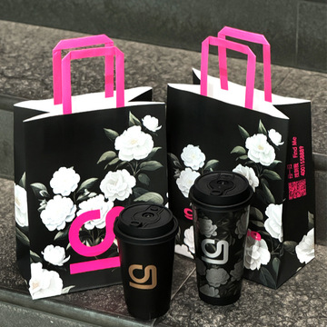 牛皮纸袋手提袋打包袋外卖奶茶咖啡烘焙商用饮品热饮纸杯印logo