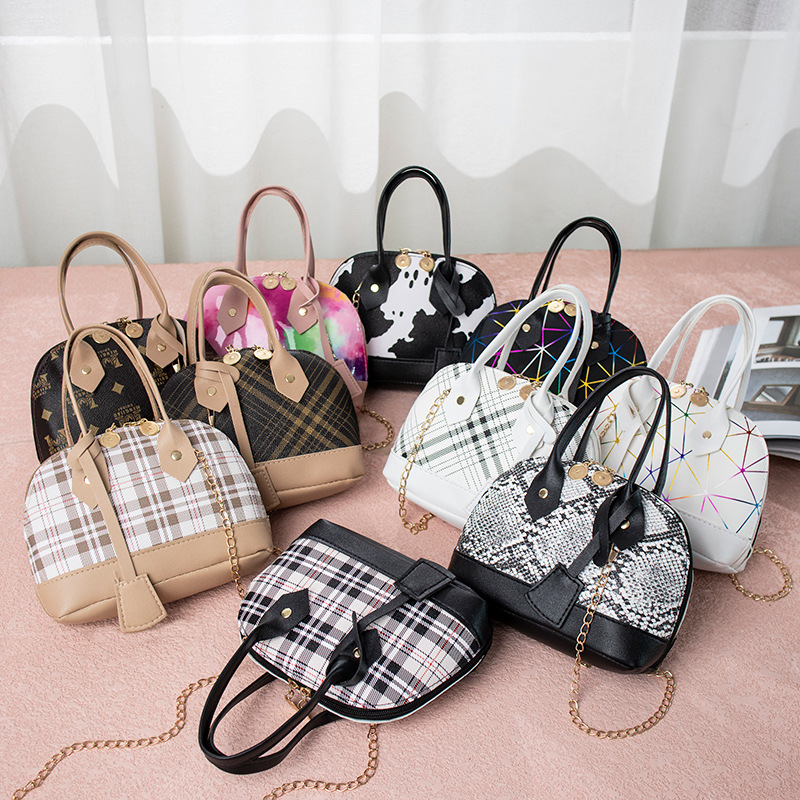 Wholesale Fashion Plaid Printed Handbag 2022 Contrast Color Shell Bag Geometric Pattern Mini One Shoulder Phone Bag